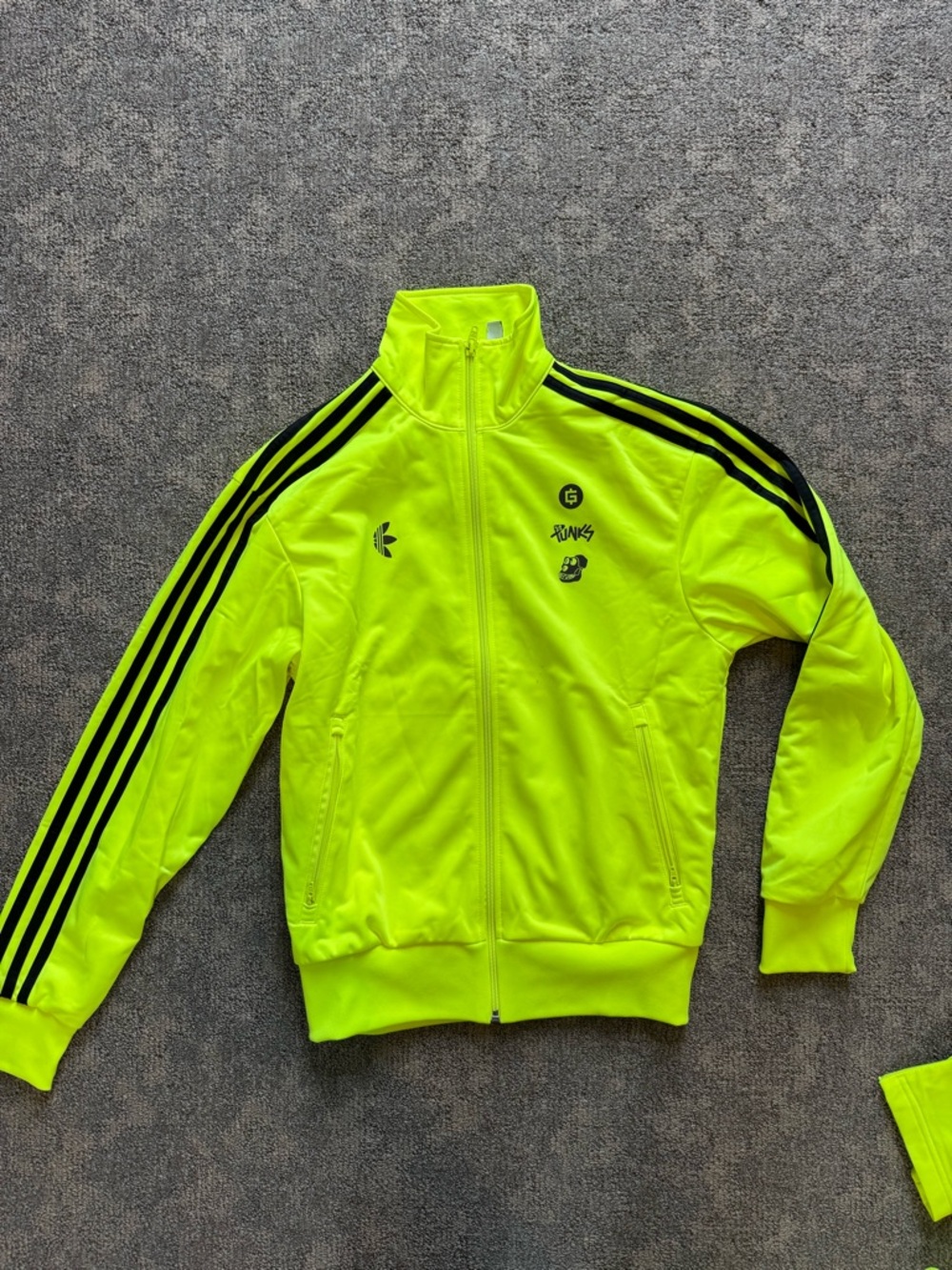 adidas High-Vis Yellow Track Suit with Black Stripes Mutant Ape and Punks Collab